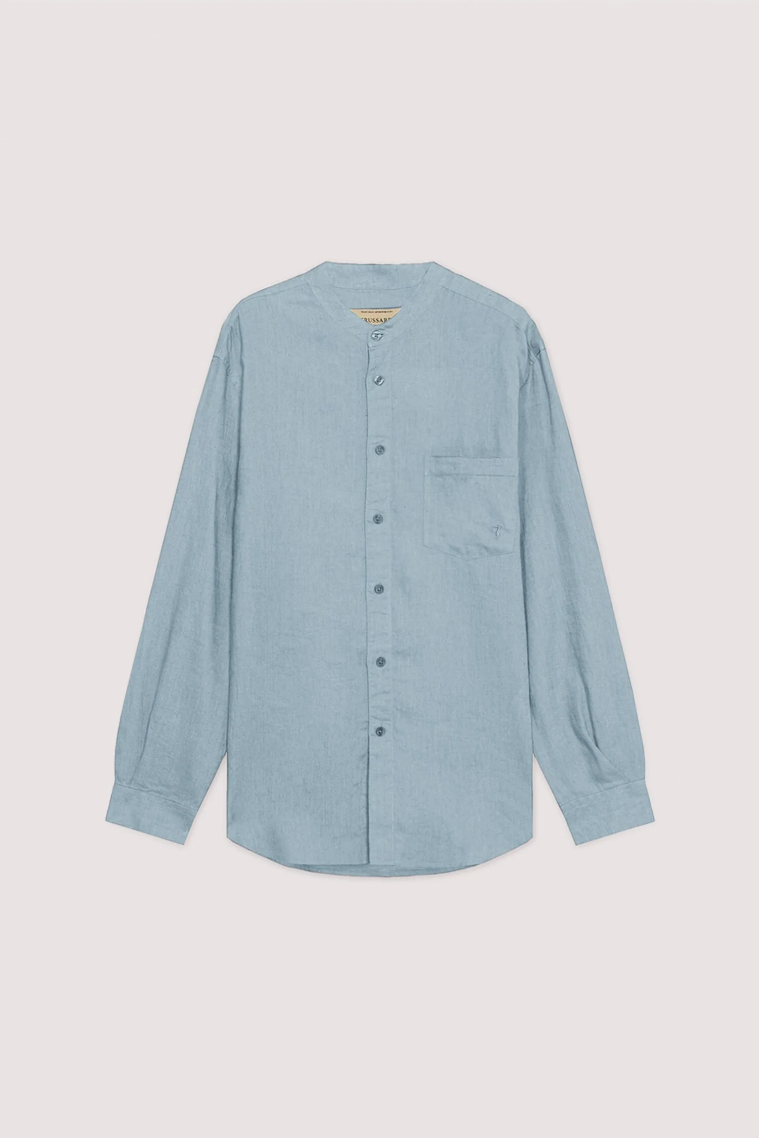 Shirt with Korean collar in linen - Image 5
