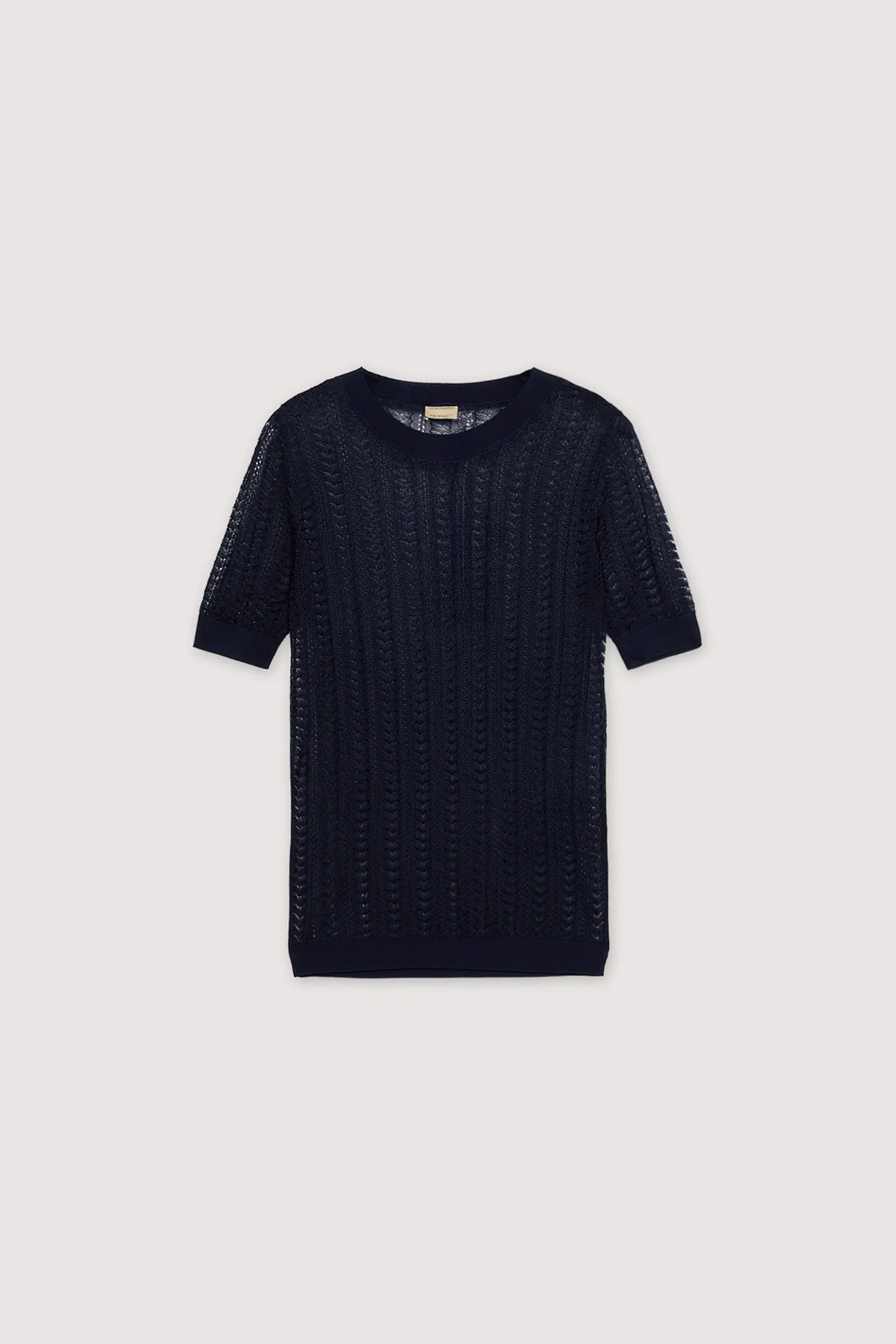 Short-sleeved viscose lace-knit top - Image 5