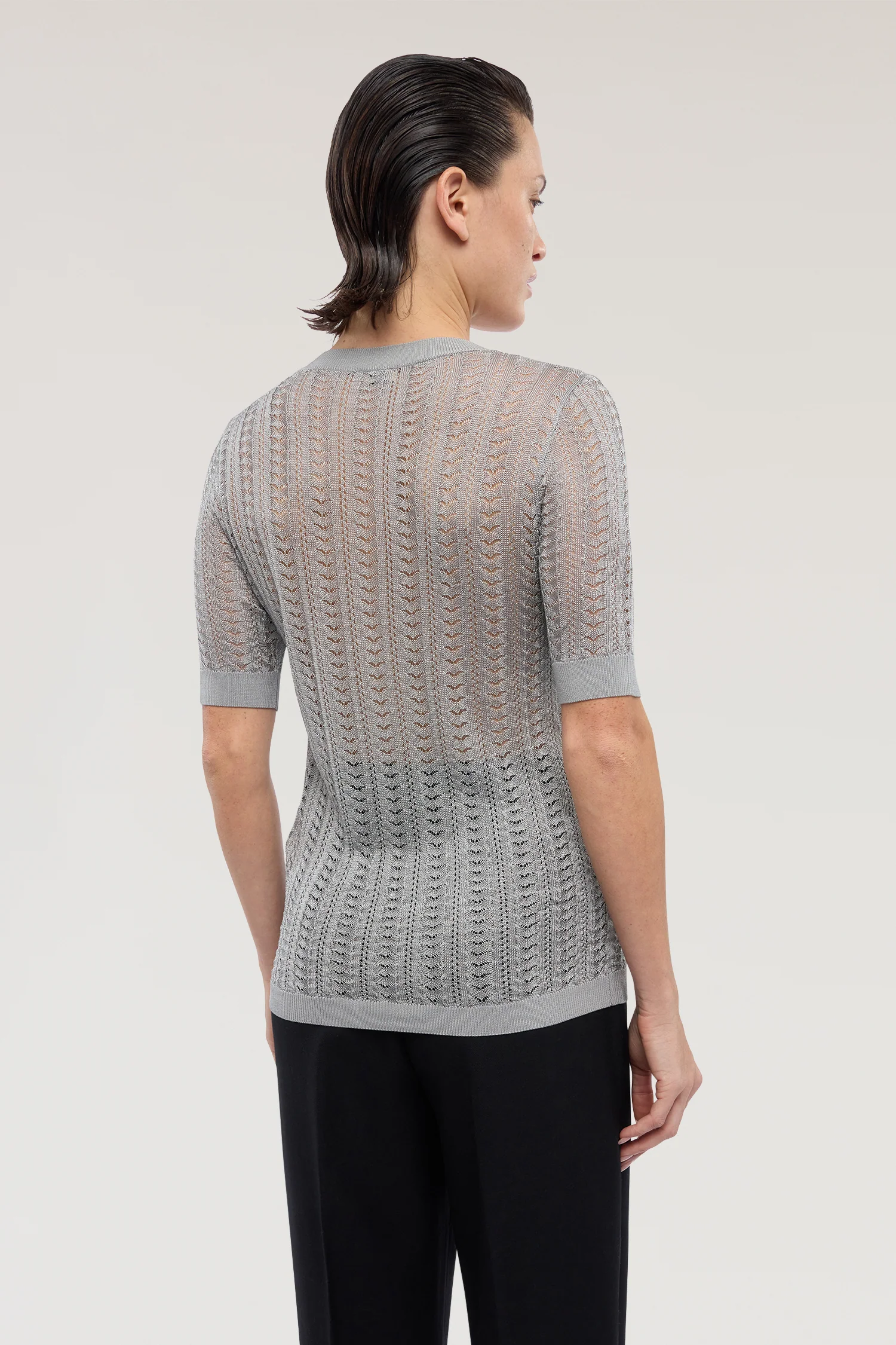 Short-sleeved viscose lace-knit top - Image 3
