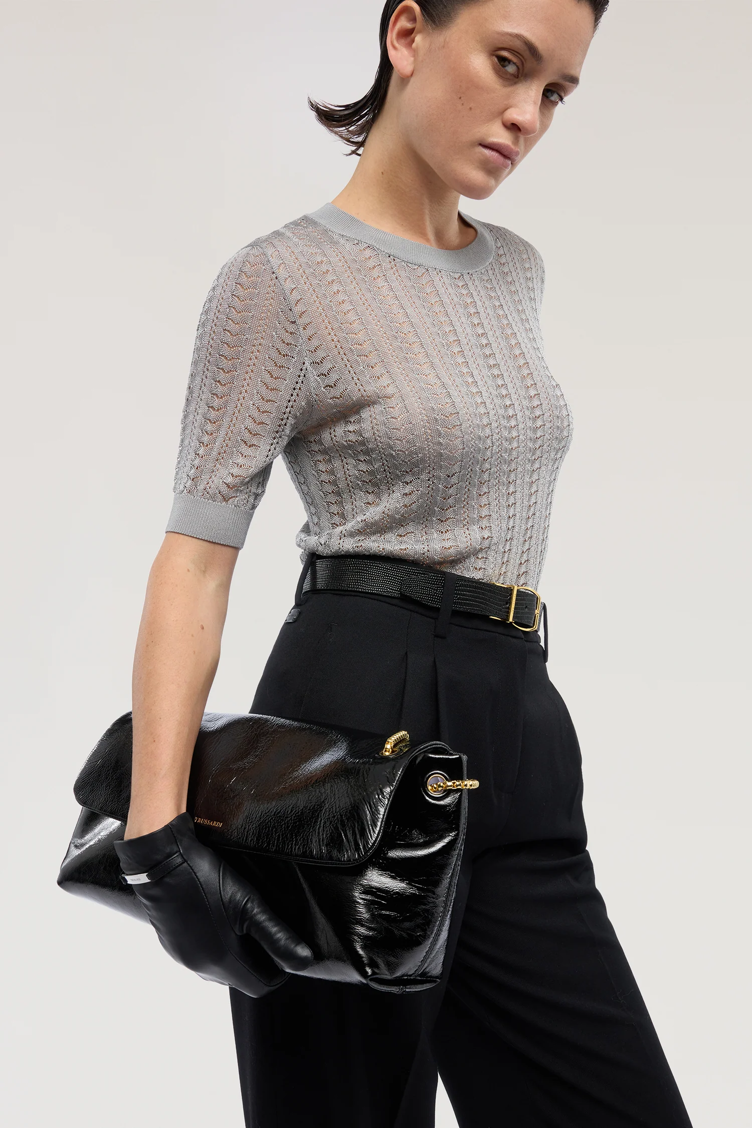 Short-sleeved viscose lace-knit top - Image 4