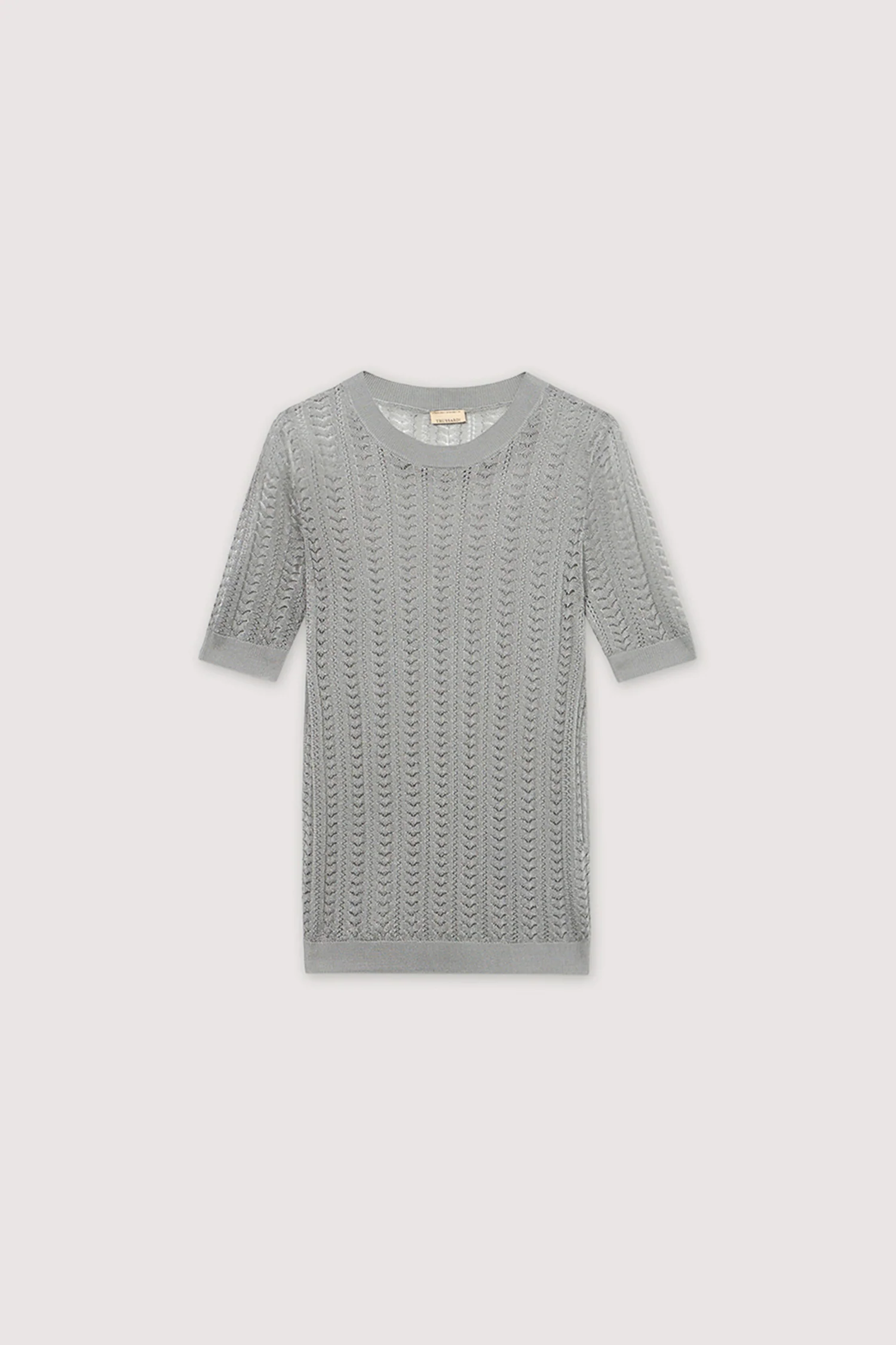 Short-sleeved viscose lace-knit top - Image 5