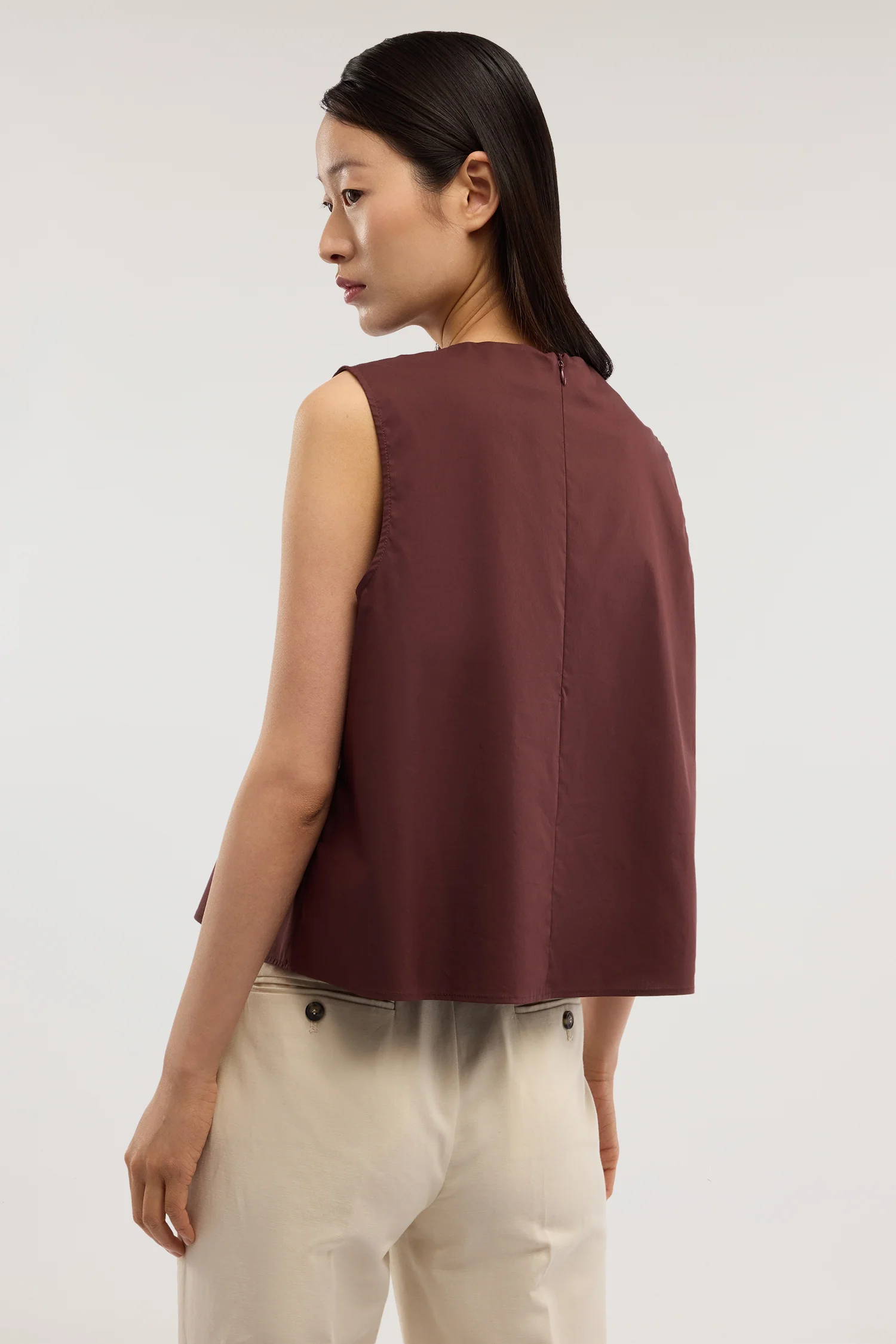 Sleeveless blouse in poplin - Image 2
