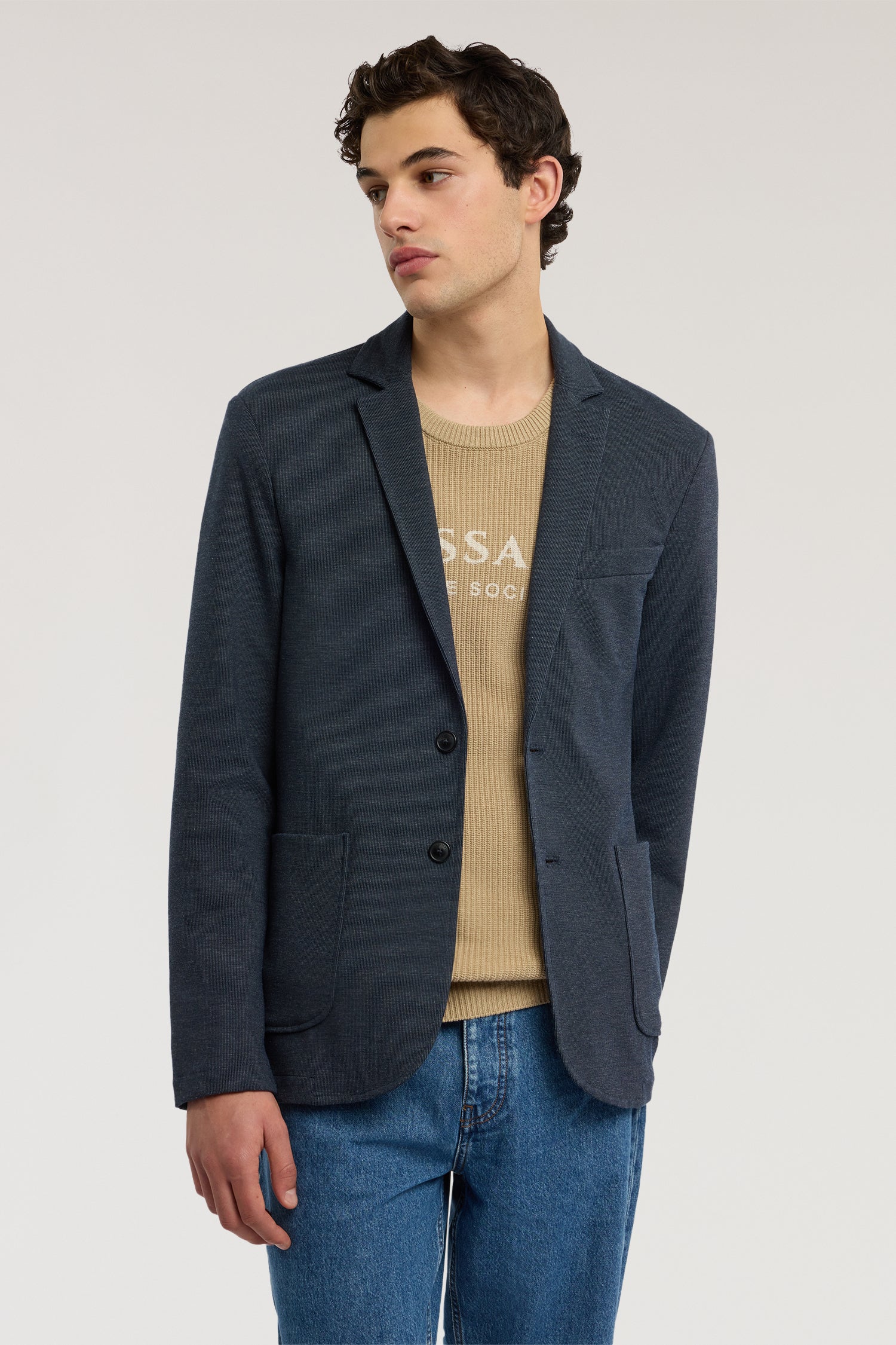 Slim-fit blazer in three-dimensional jersey