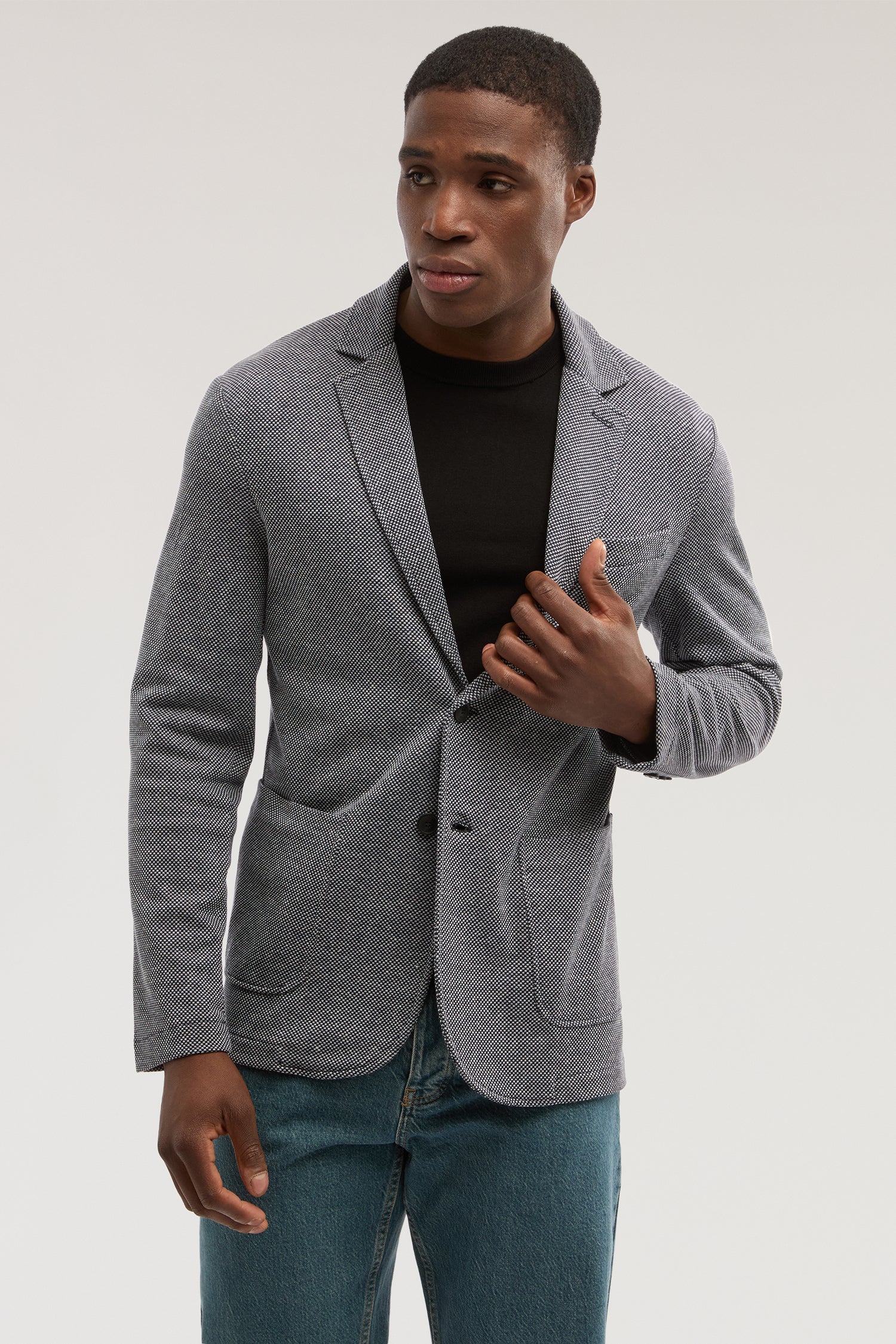 Slim-fit jacket in linen-blend jersey
