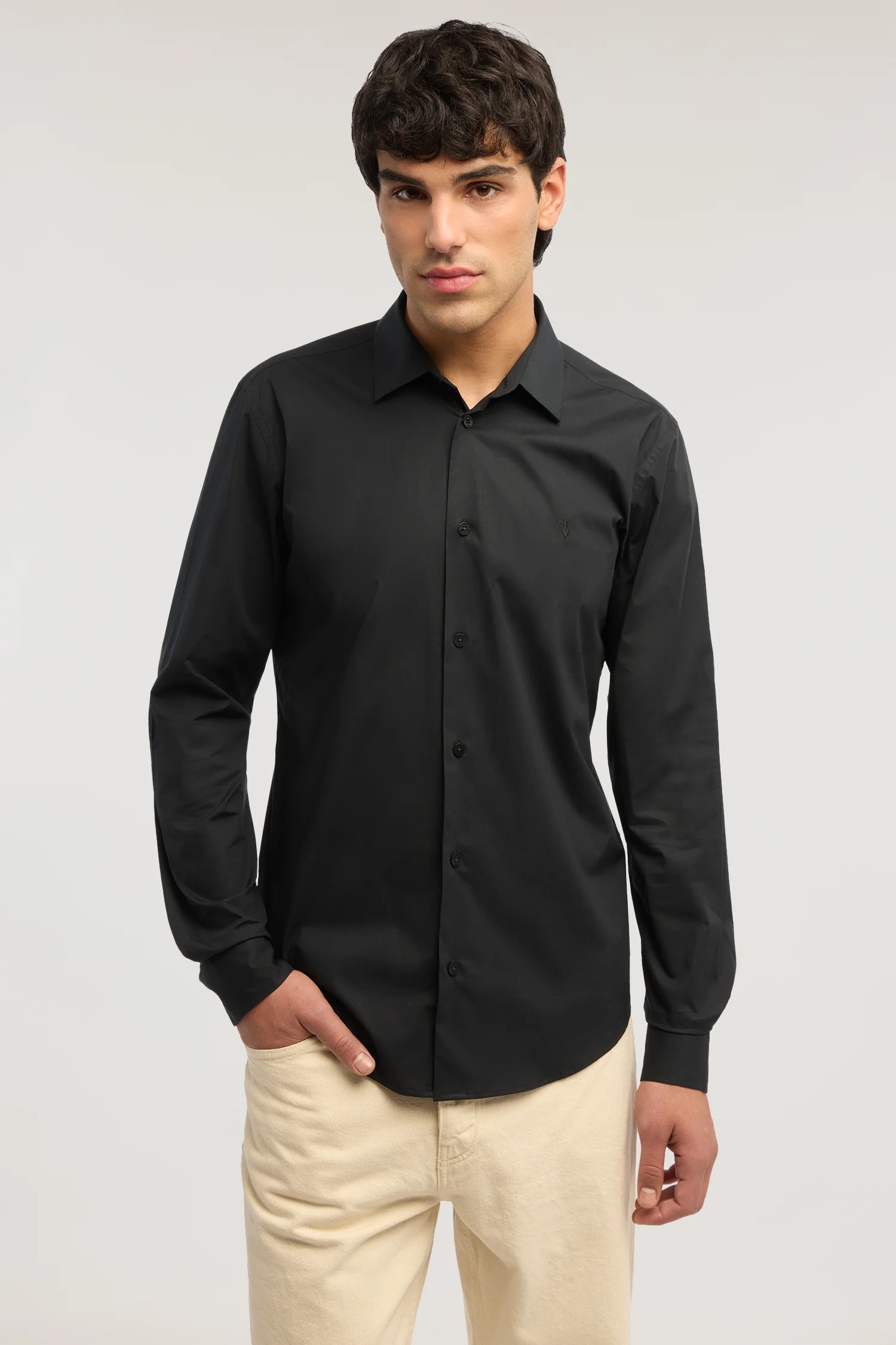Slim-fit stretch cotton poplin shirt