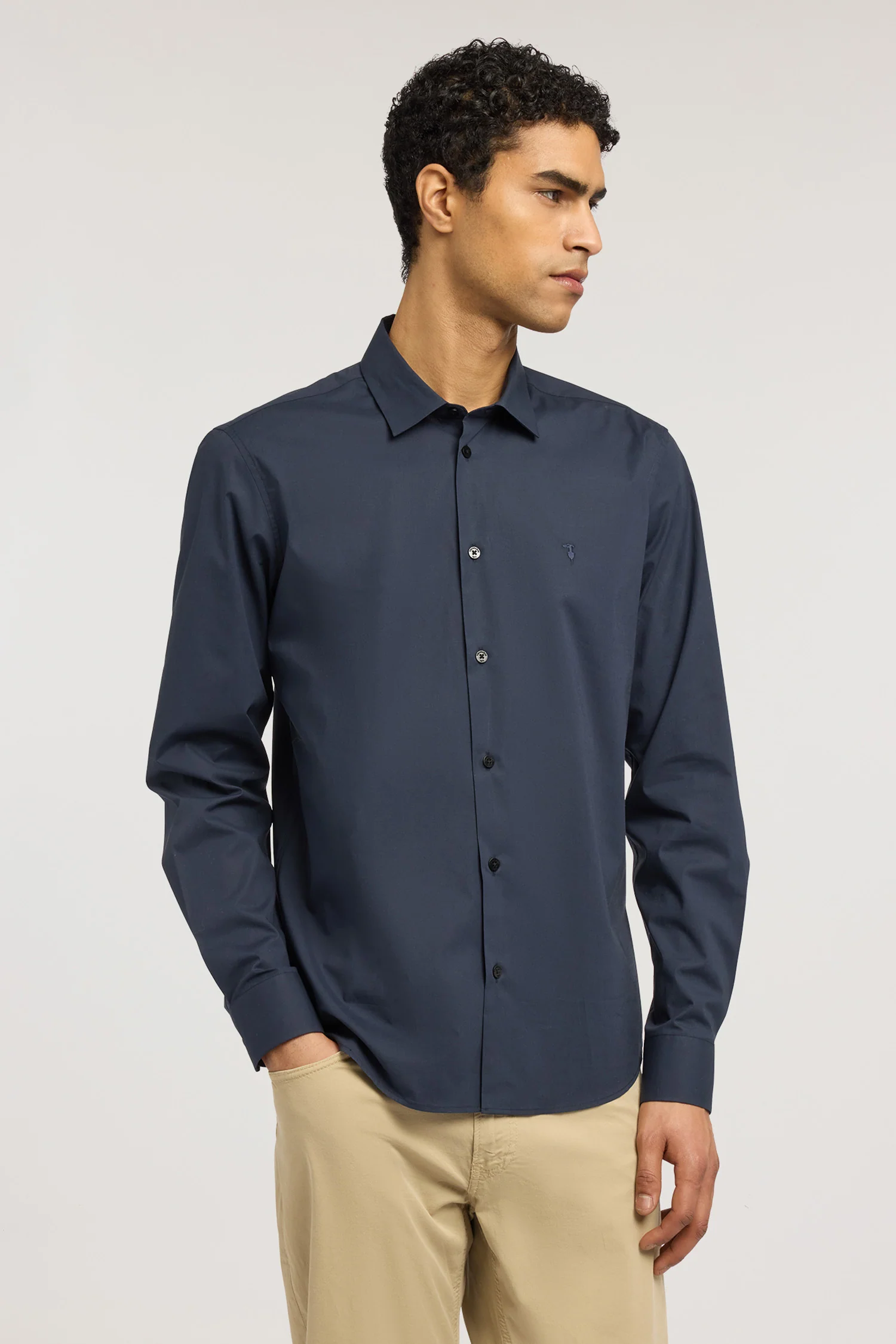 Slim-fit stretch cotton poplin shirt