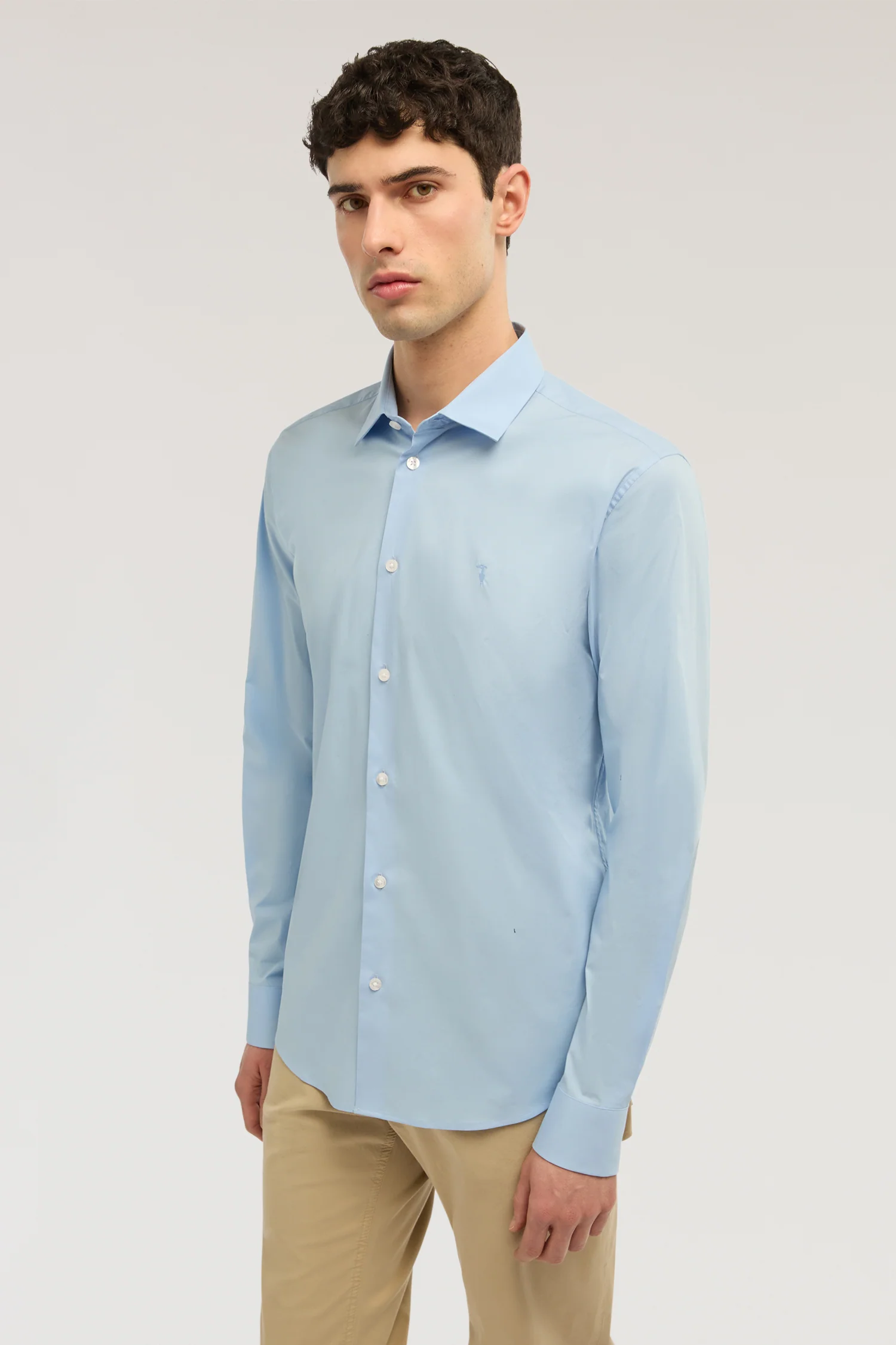 Slim-fit stretch cotton poplin shirt - Image 2