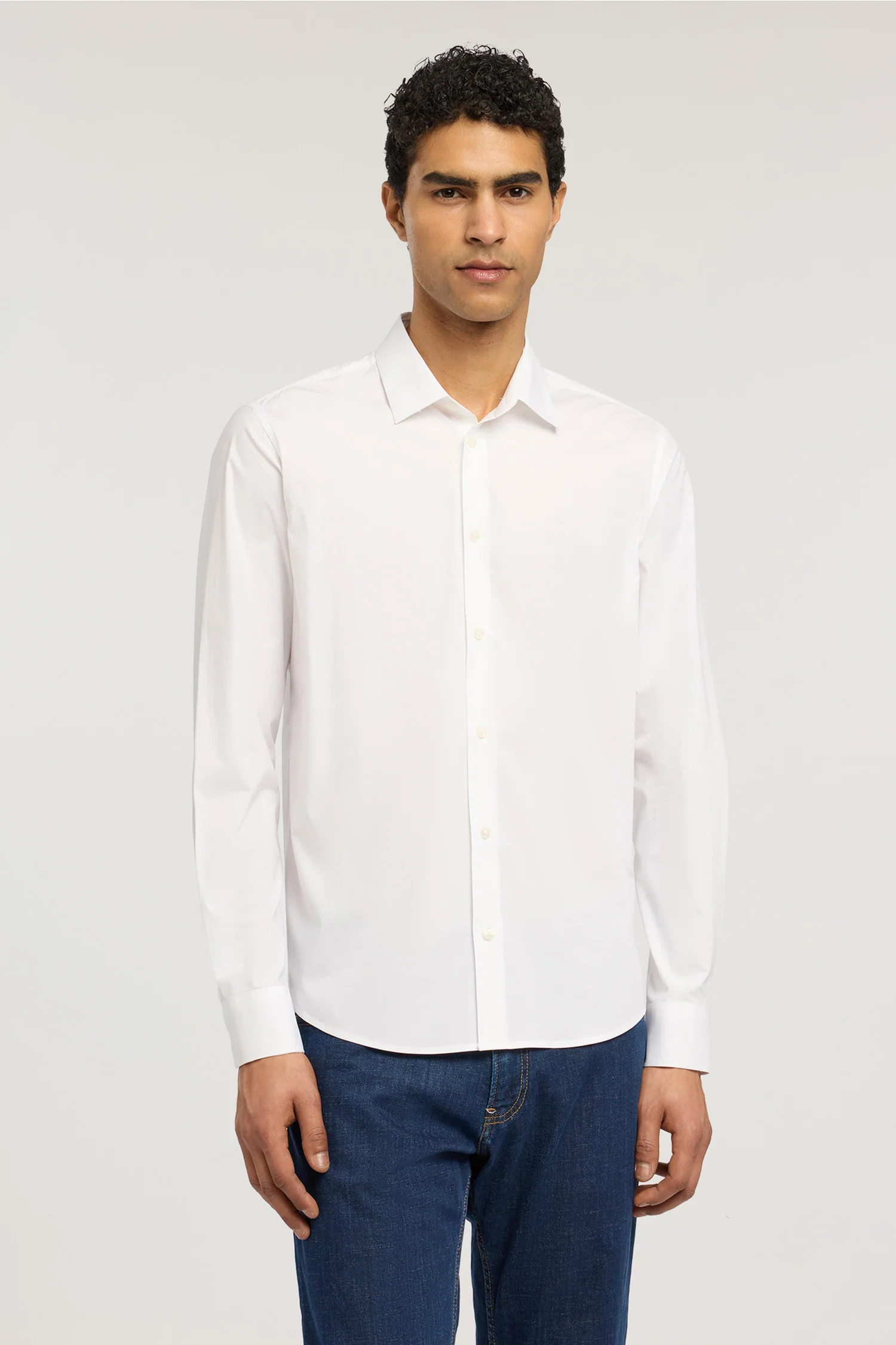 Slim-fit stretch cotton poplin shirt