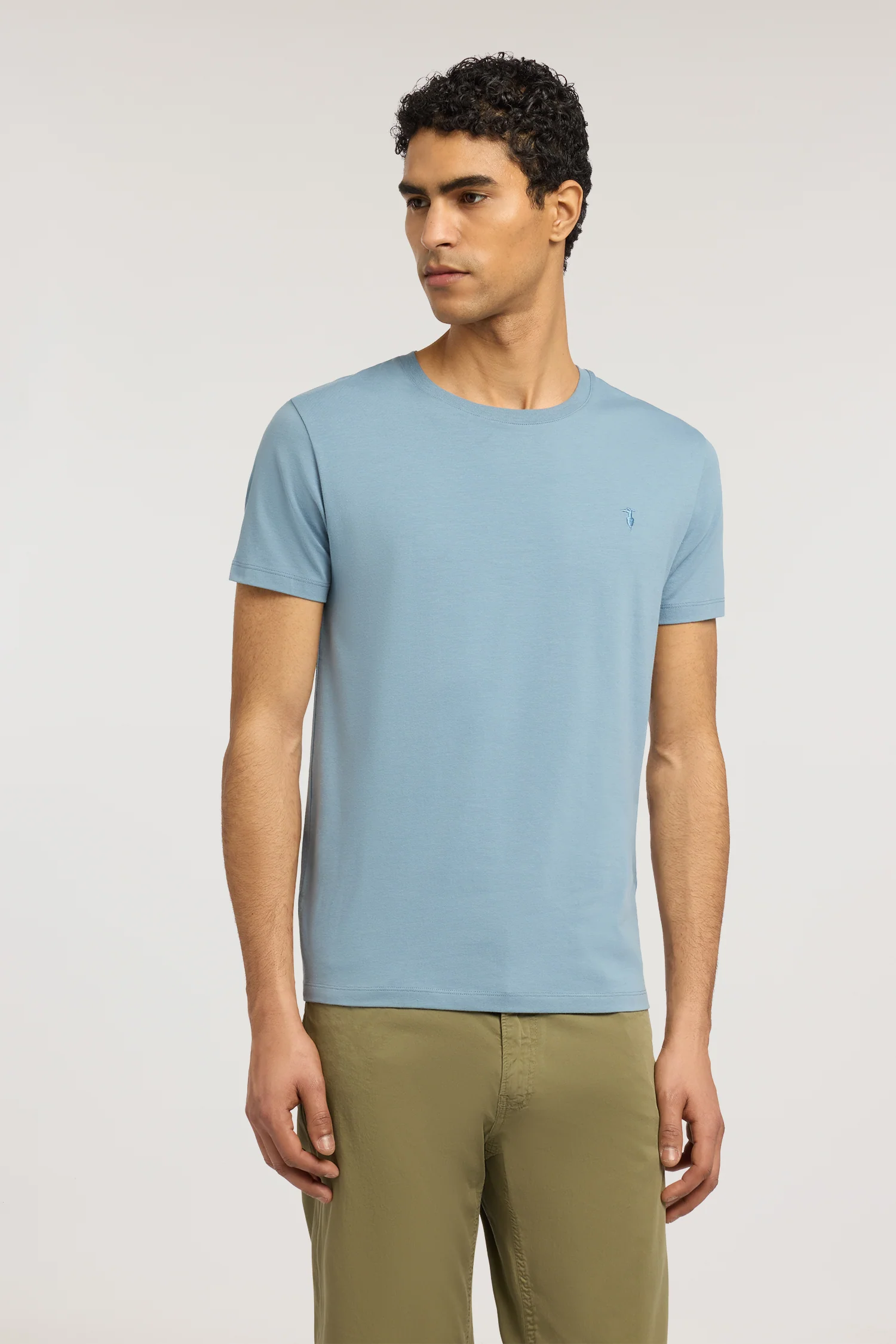 Slim-fit stretch jersey T-shirt with embroidery