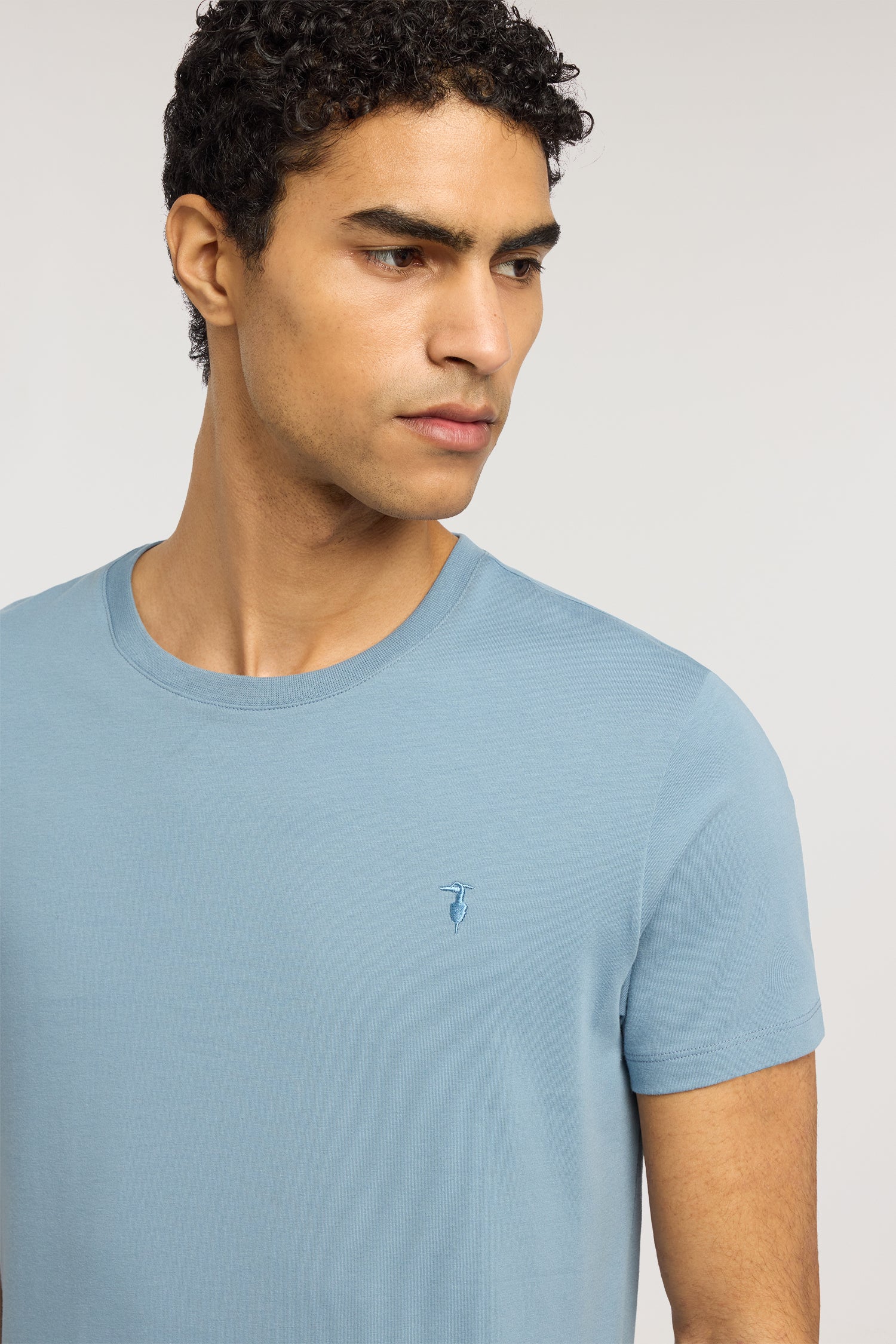 Slim-fit stretch jersey T-shirt with embroidery - Image 2