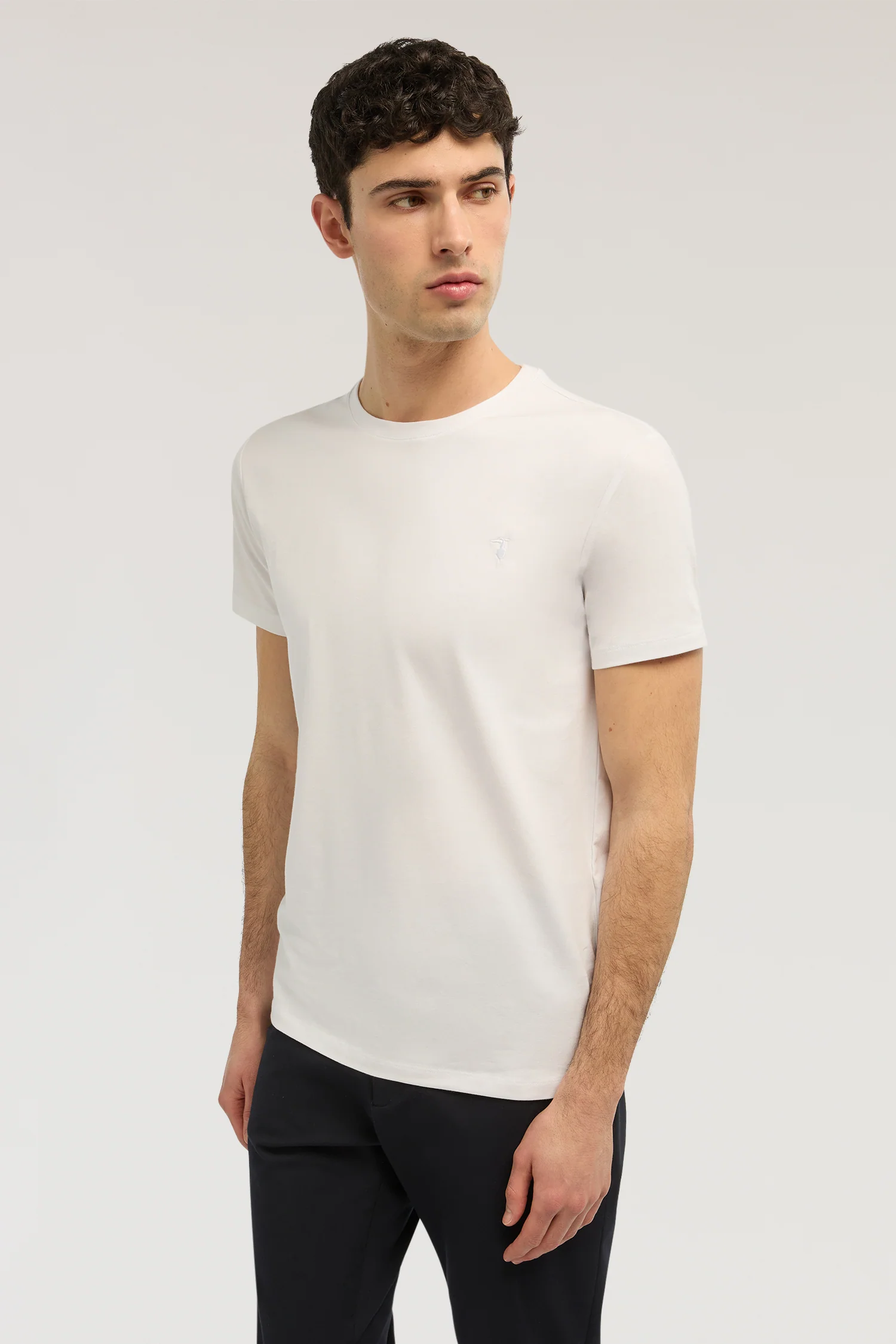 Slim-fit stretch jersey T-shirt with embroidery