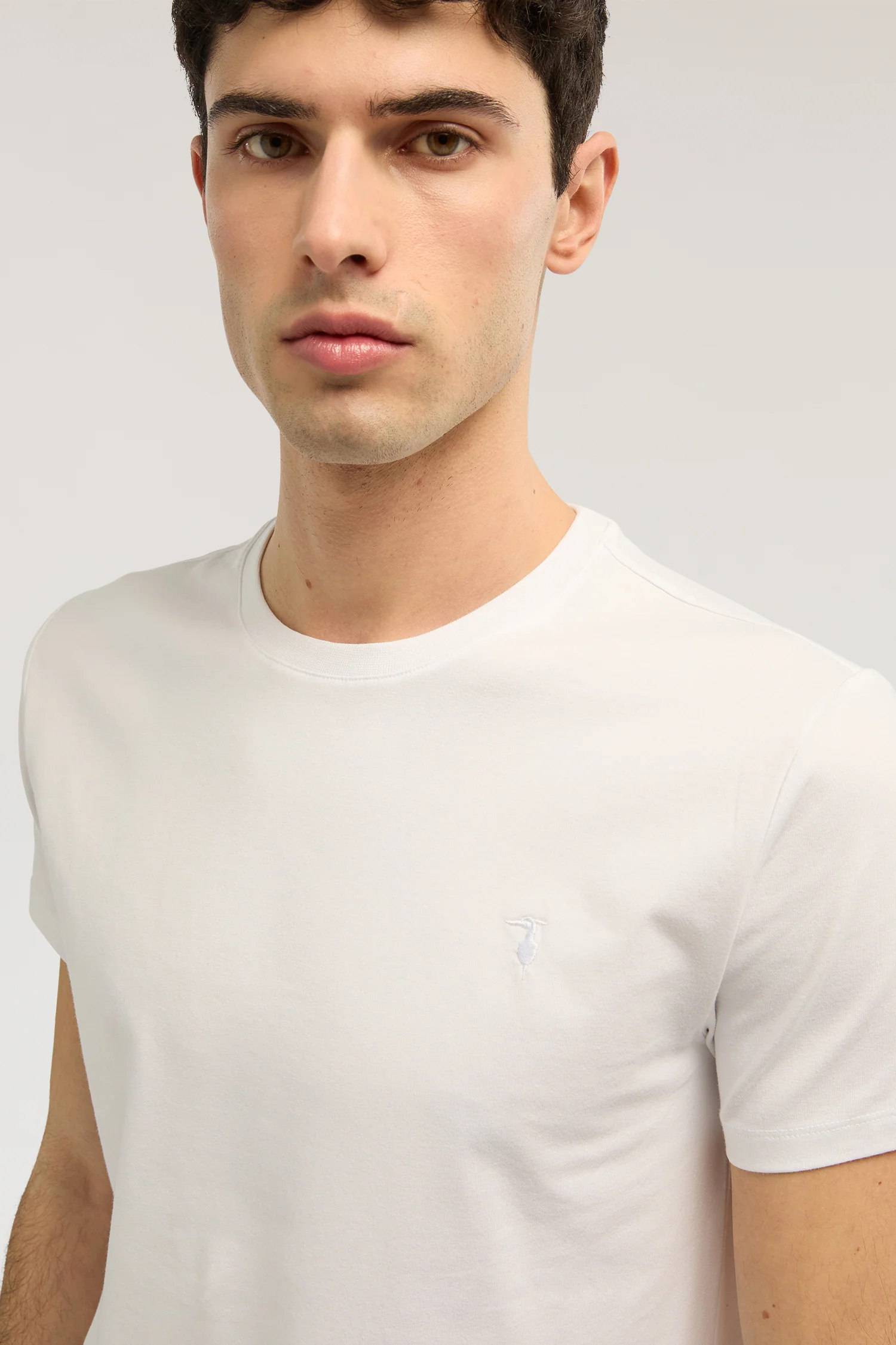 Slim-fit stretch jersey T-shirt with embroidery - Image 2
