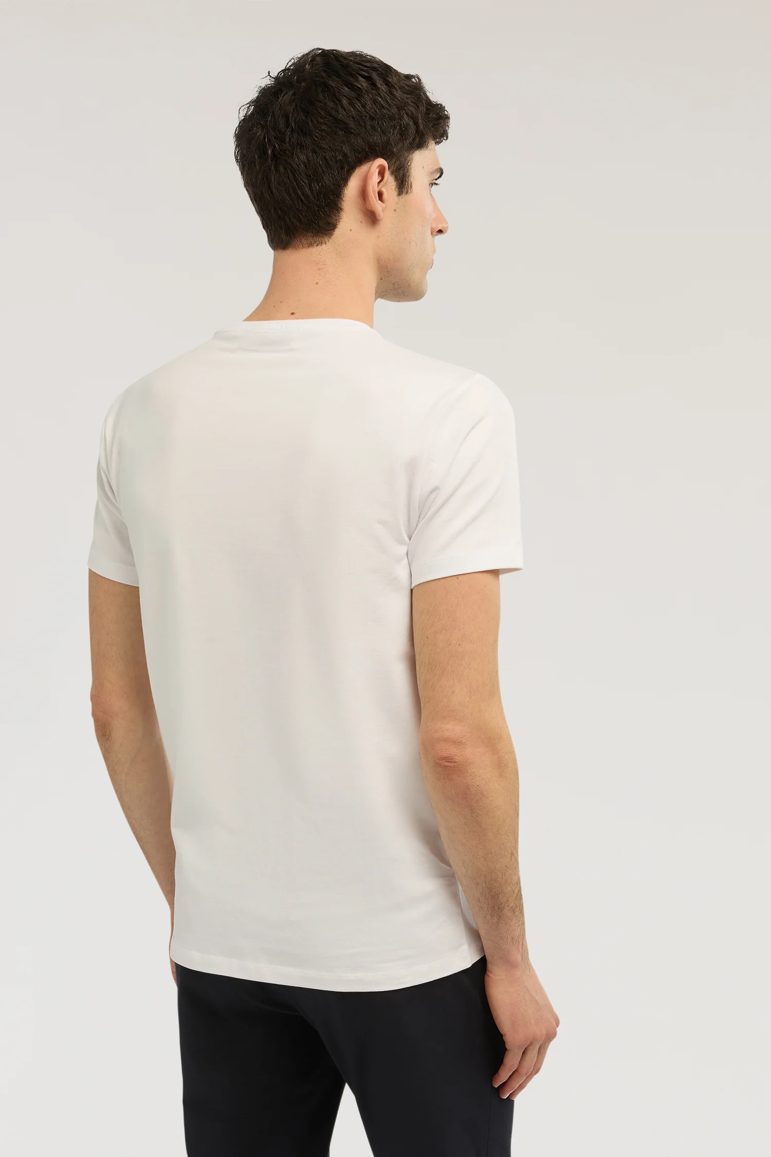 Slim-fit stretch jersey T-shirt with embroidery - Image 3