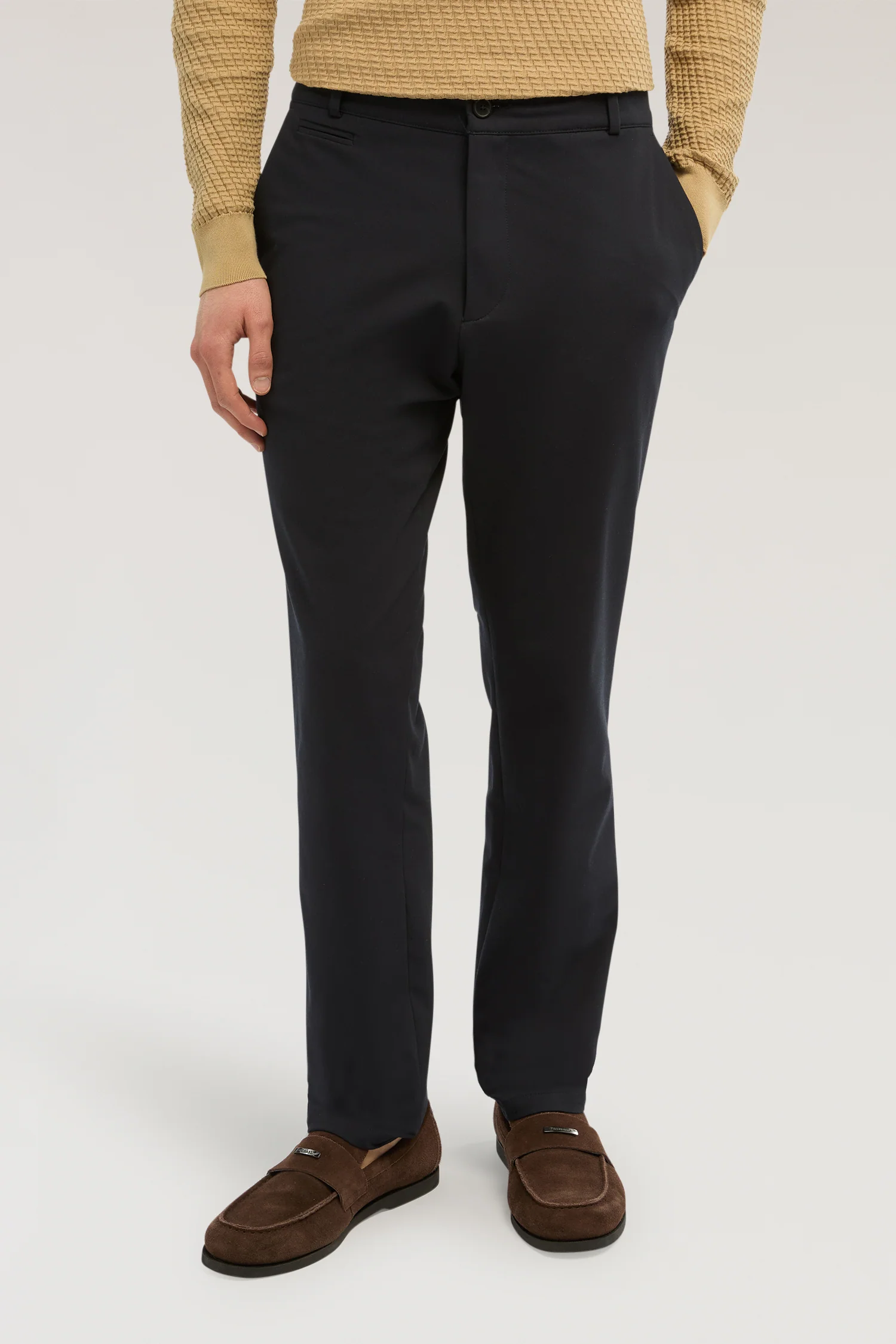 Slim-fit viscose trousers
