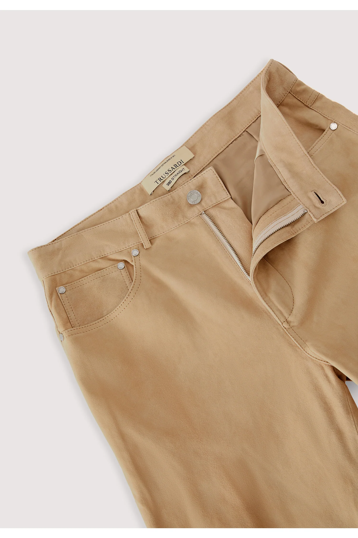 Straight fit 5-pocket trousers in suede - Image 4