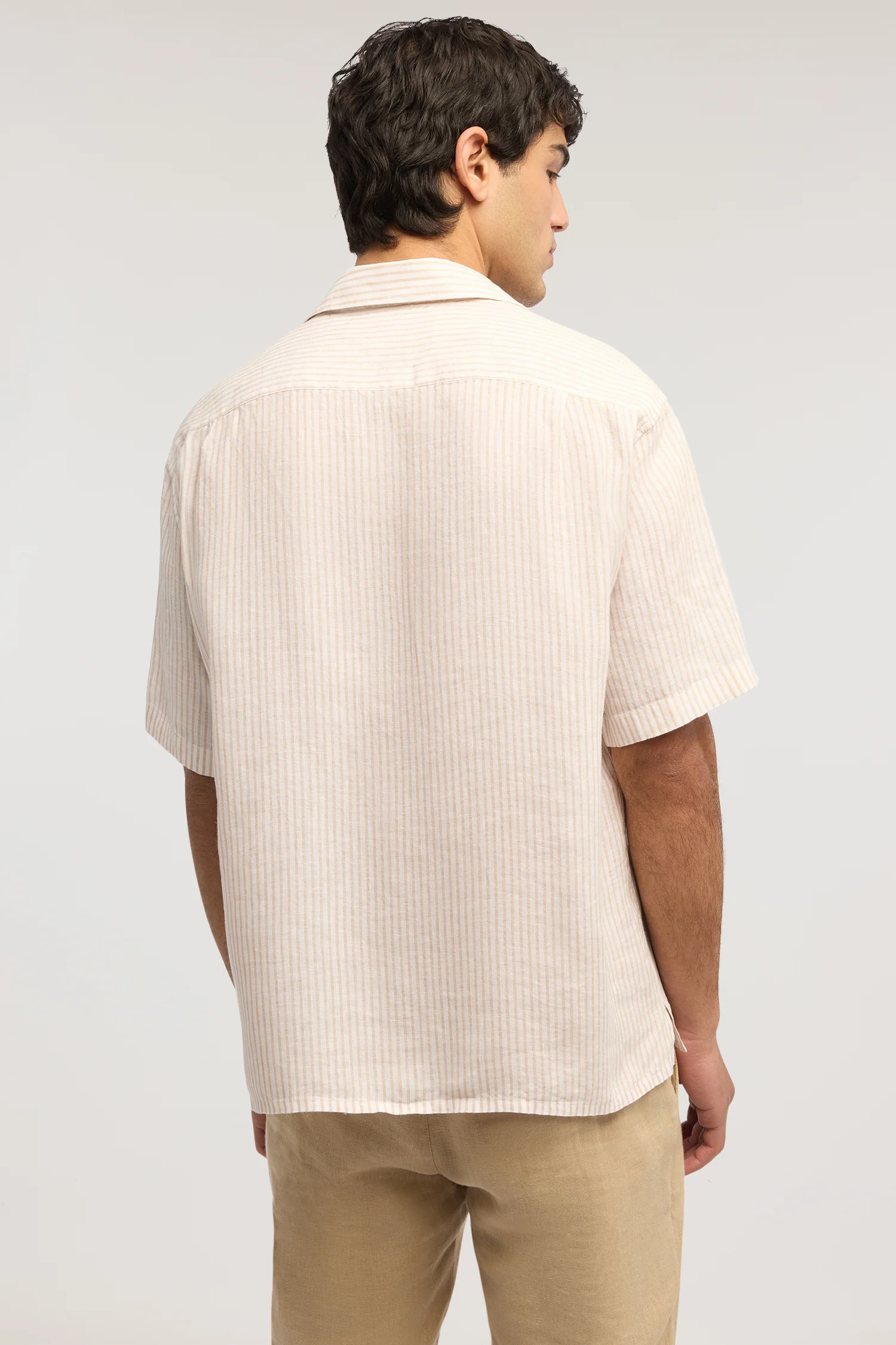 Striped linen bowling shirt - Image 2