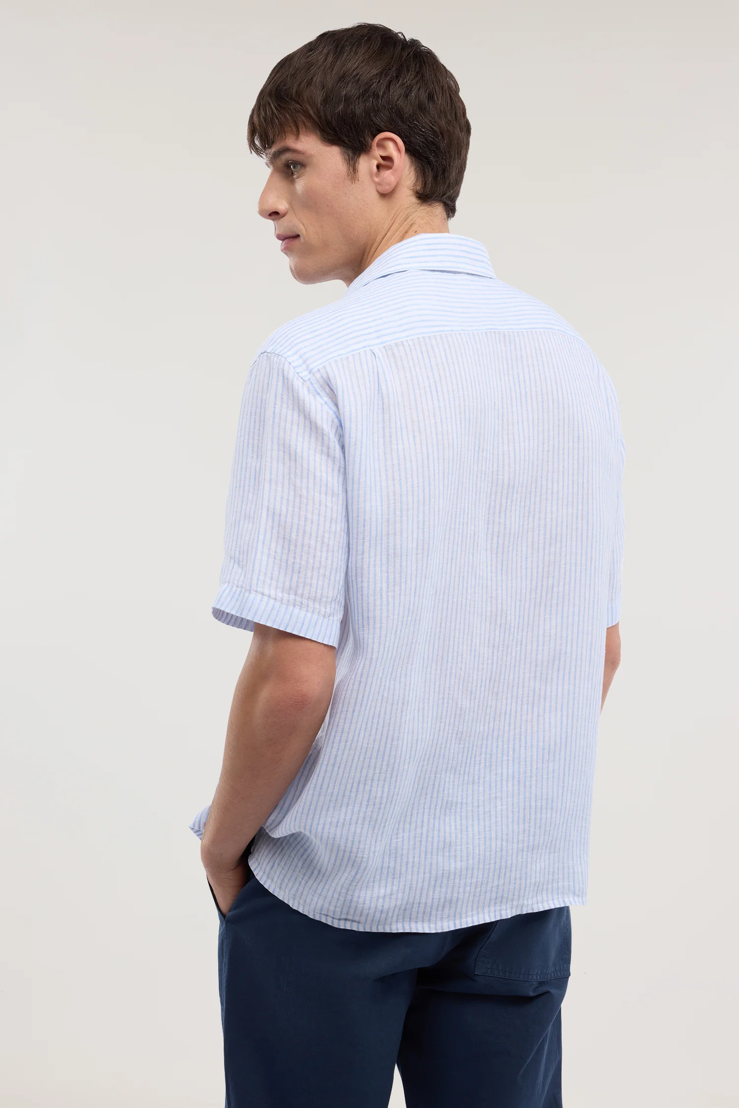 Striped linen bowling shirt - Image 2