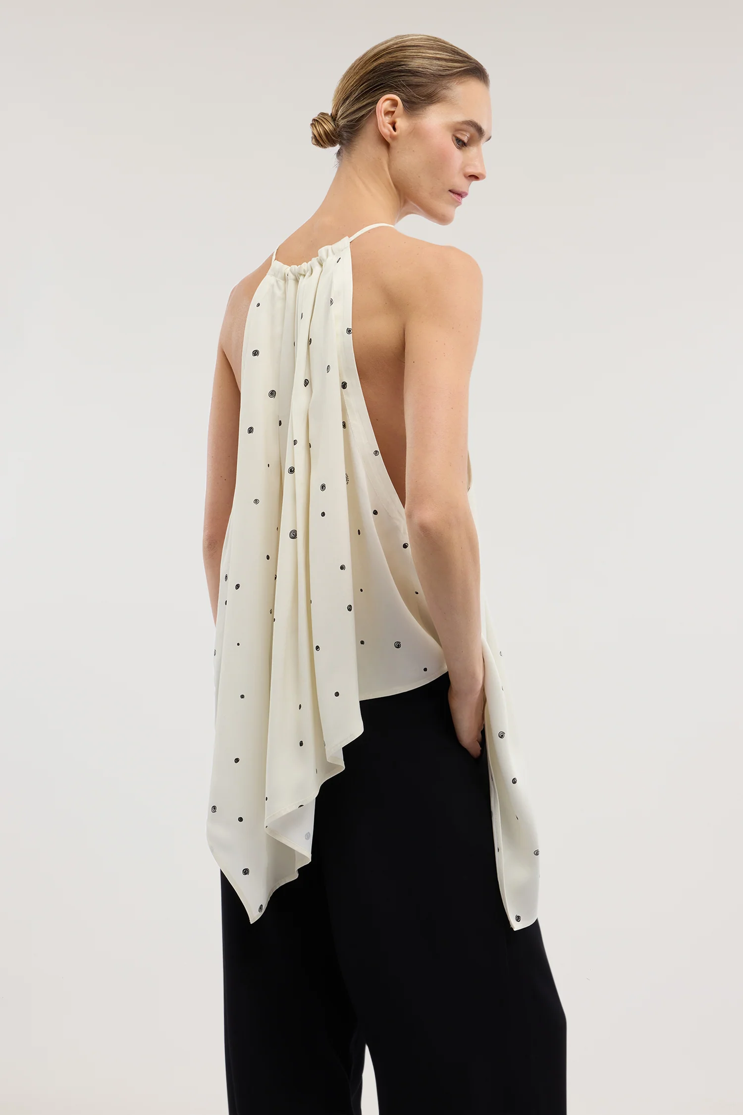 Top with laces printed Gentle Pois in viscose - Image 2