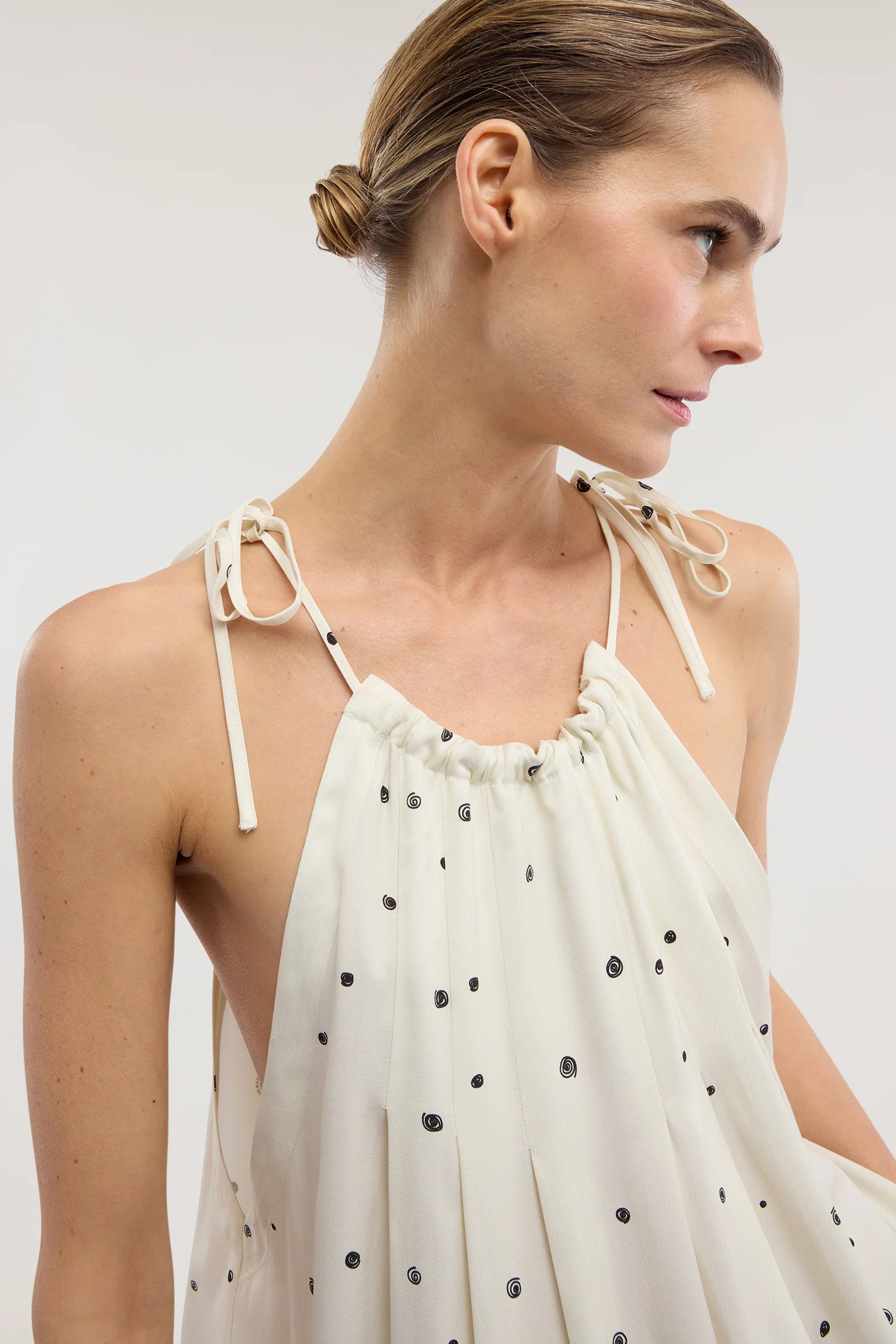 Top with laces printed Gentle Pois in viscose - Image 3