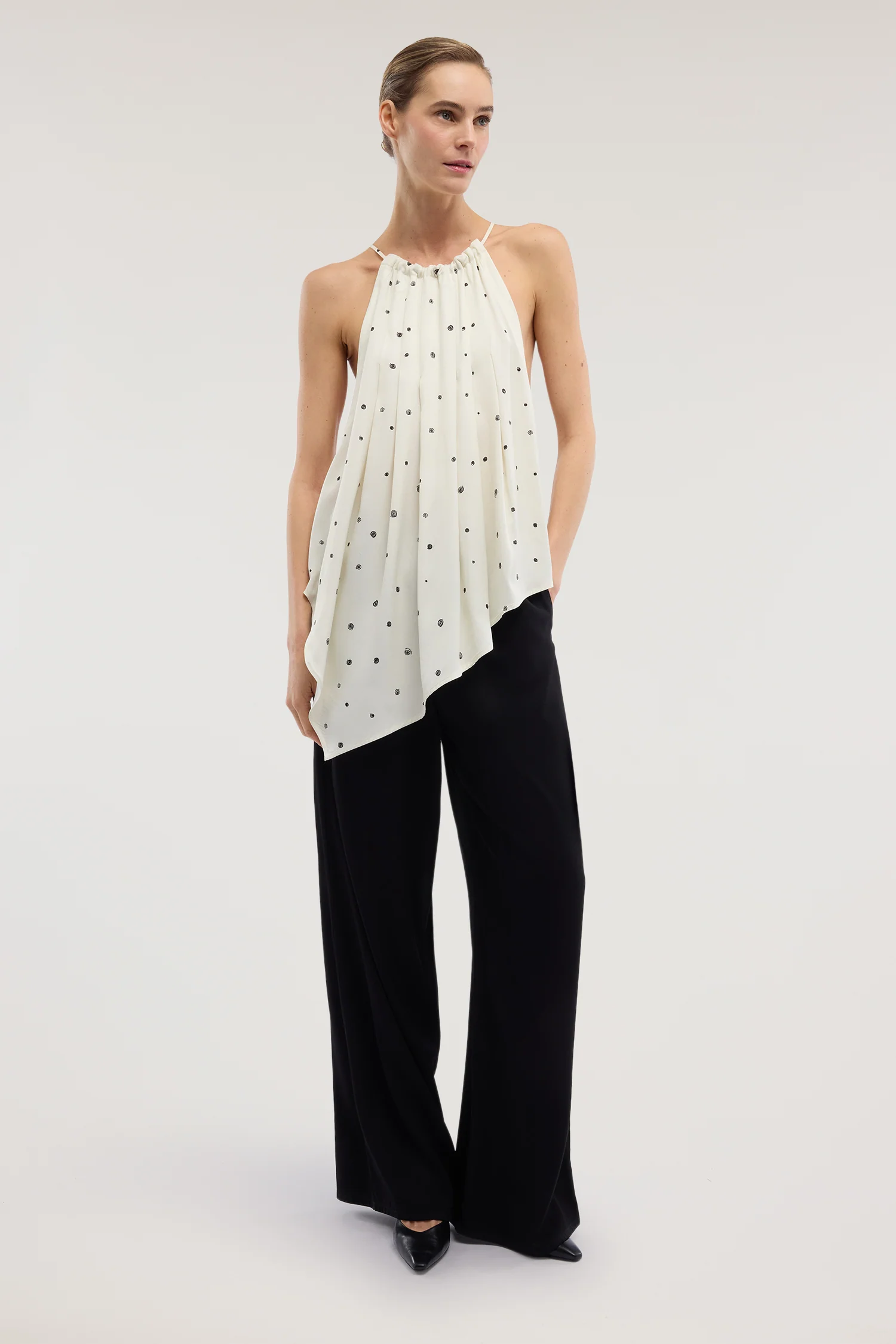 Top with laces printed Gentle Pois in viscose - Image 4