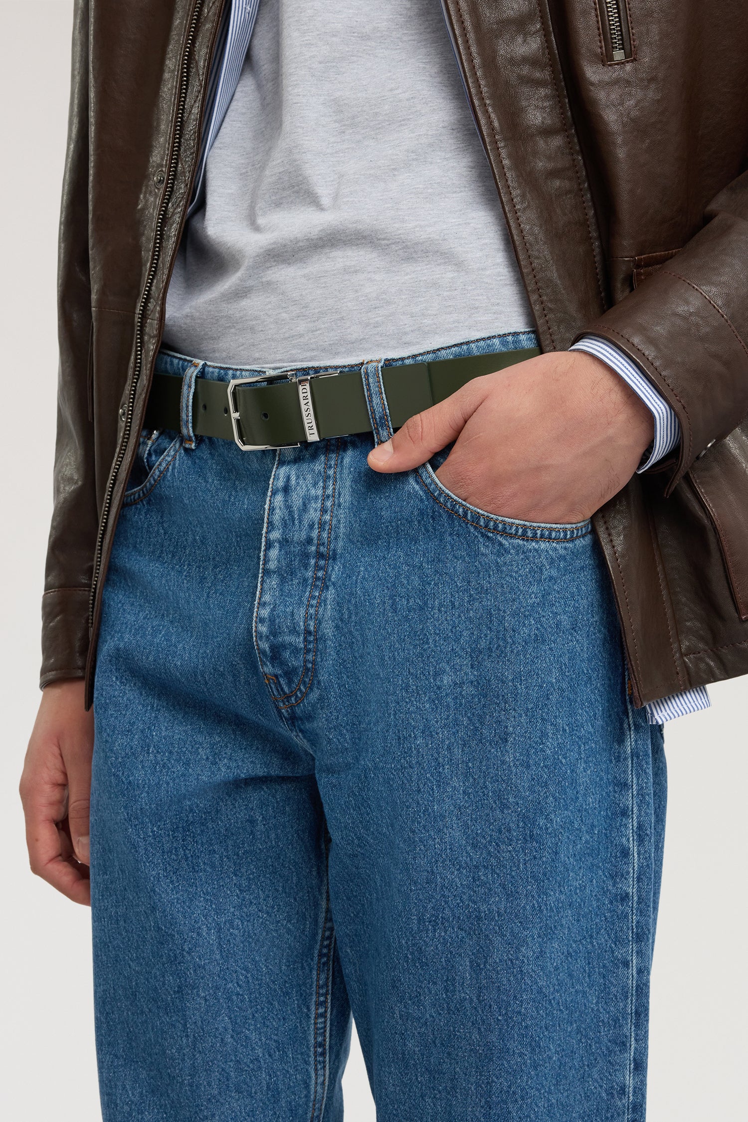 Two-tone reversible leather belt - Image 4