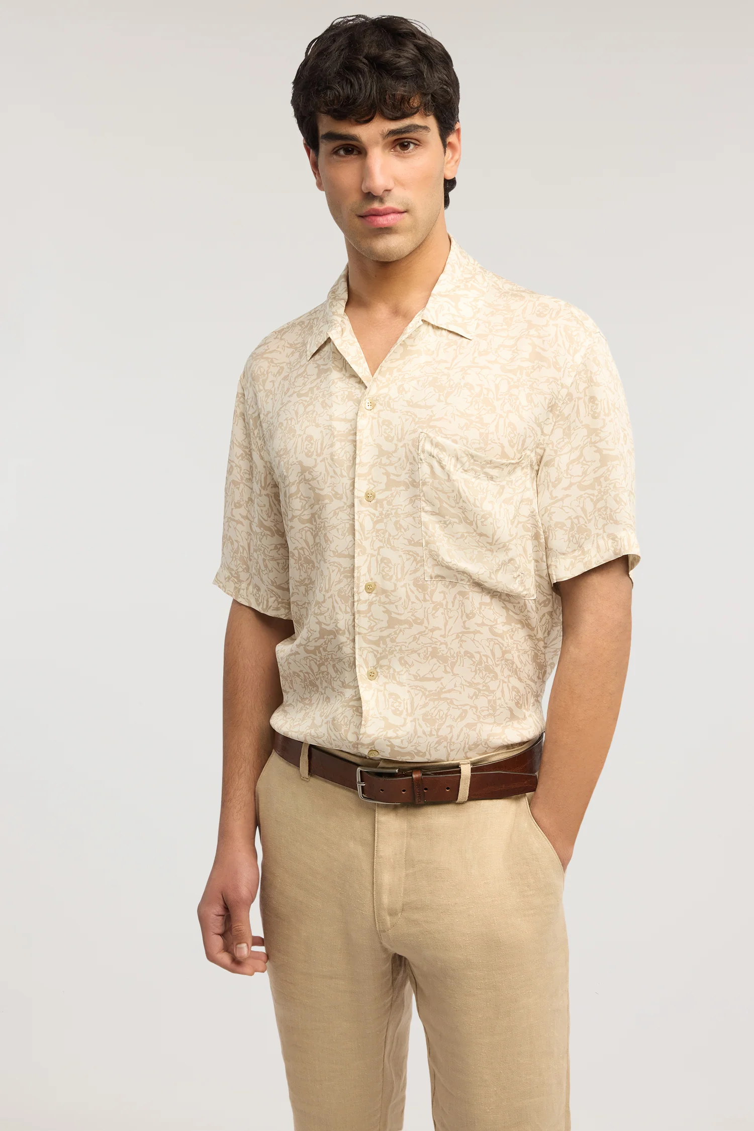 Viscose bowling shirt with print