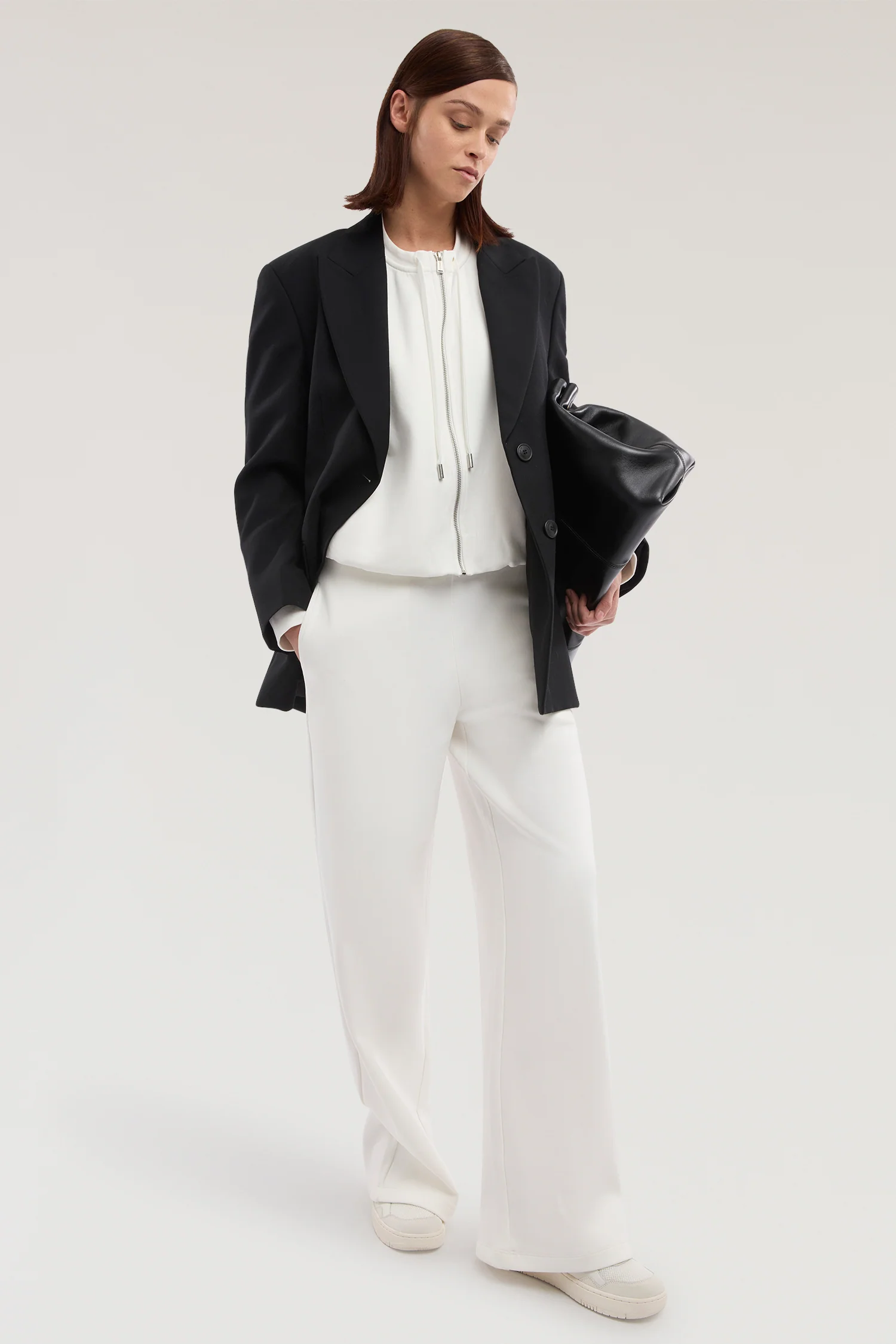 Wide-leg trousers in diagonal jersey - Image 4