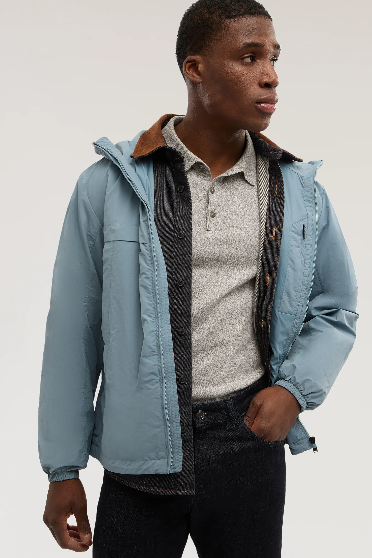 Windbreaker with hood in crinkle nylon - Image 4
